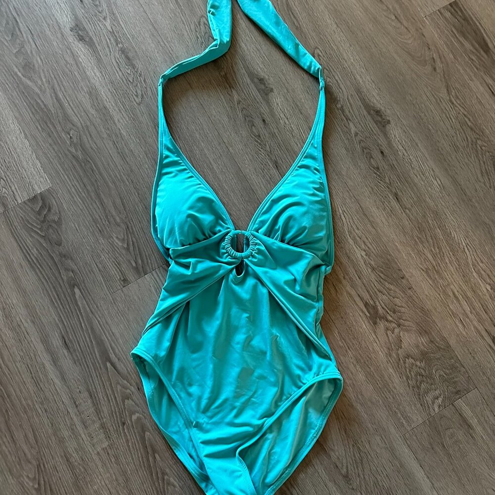 NEW Carmen Marc Valvo One Piece Swimsuit Capri Blue - Size 10